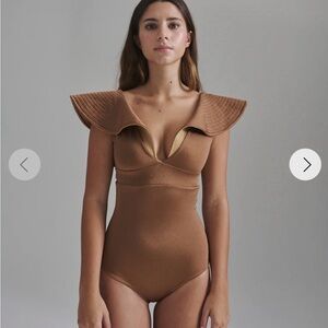 Elegant Brown One-Piece Swimsuit